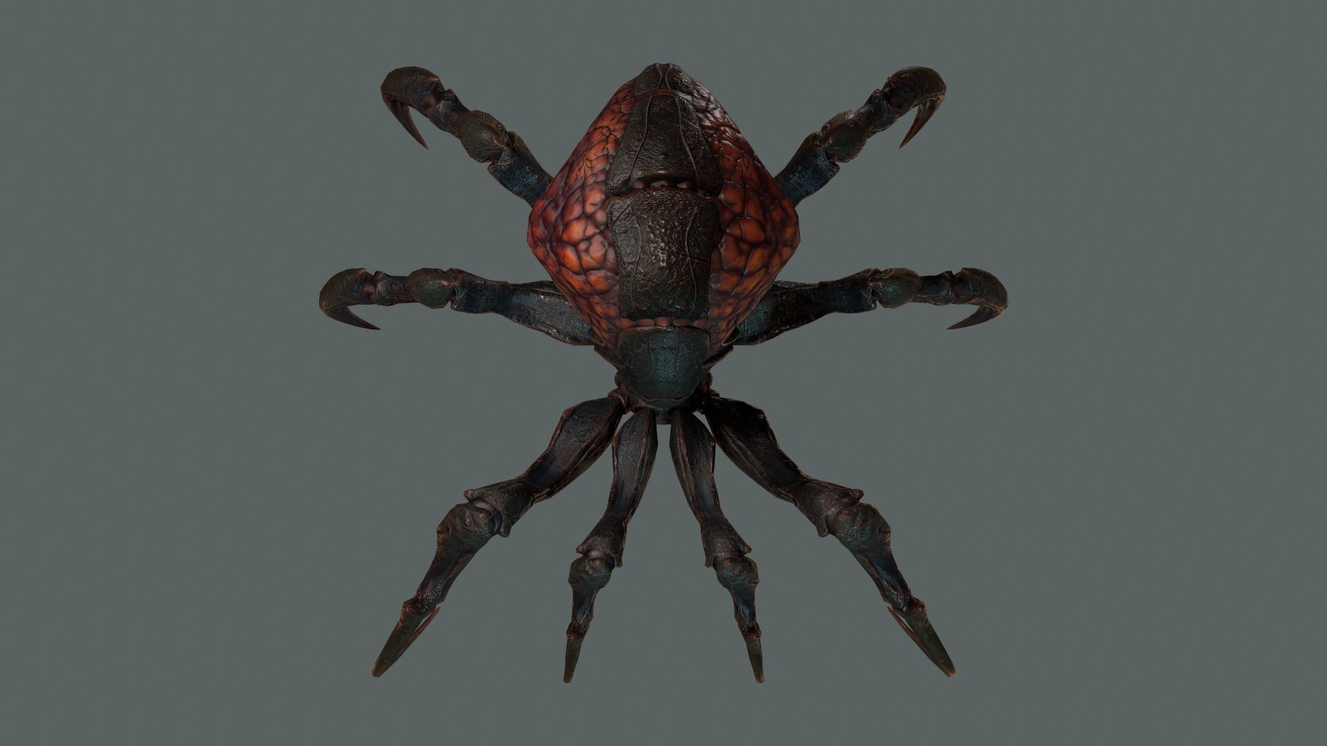 Spider 1 alien creature with long tentacles Low-poly 3D model_6