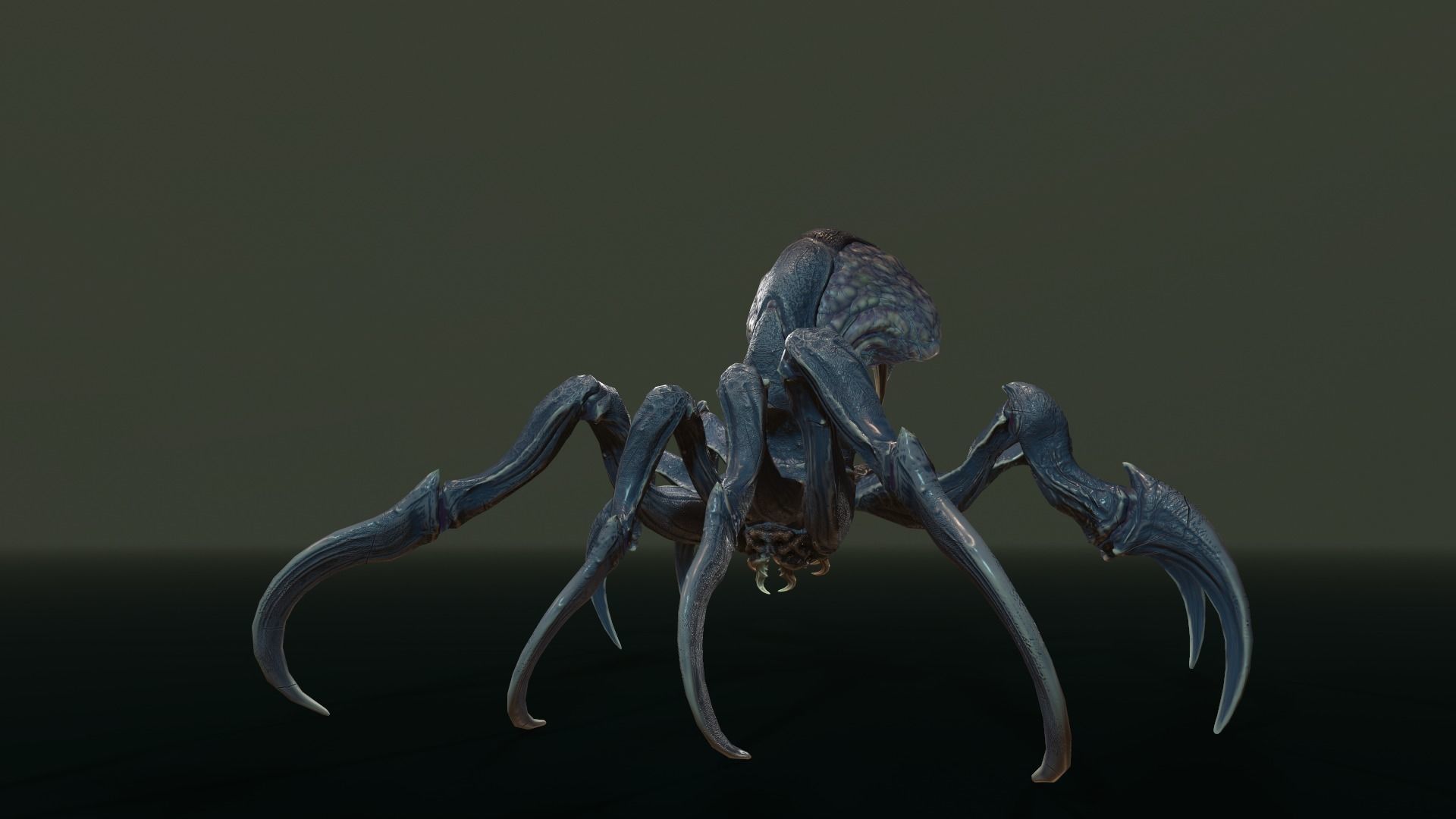 Spider 1 alien creature with long tentacles Low-poly 3D model_16
