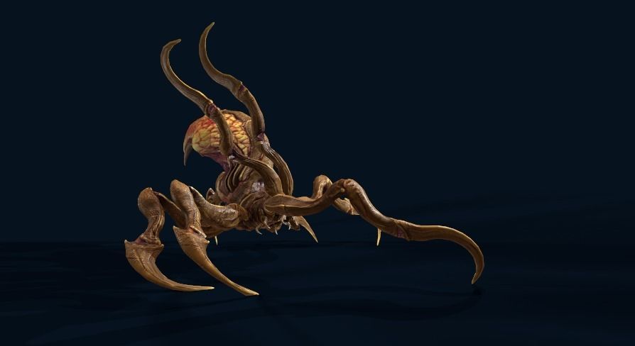 Spider 1 alien creature with long tentacles Low-poly 3D model_24