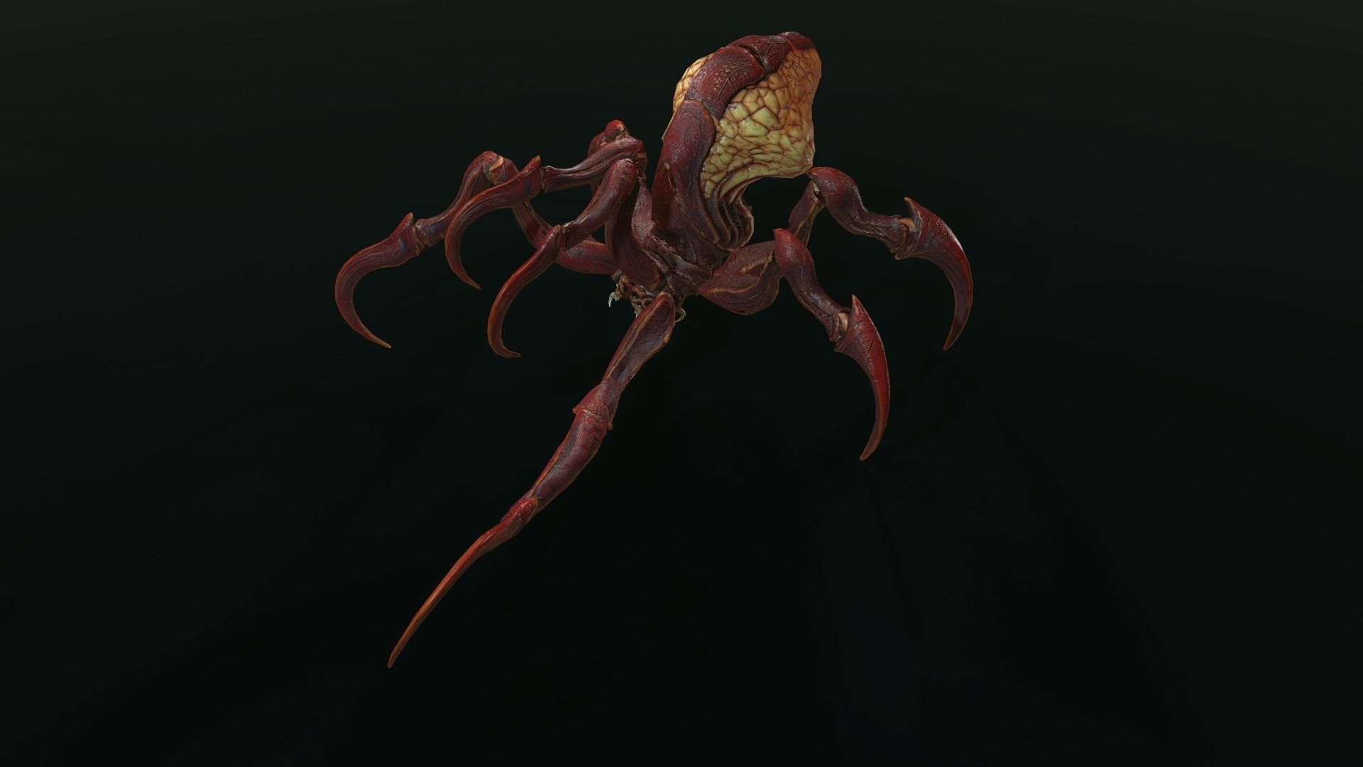 Spider 1 alien creature with long tentacles Low-poly 3D model_20