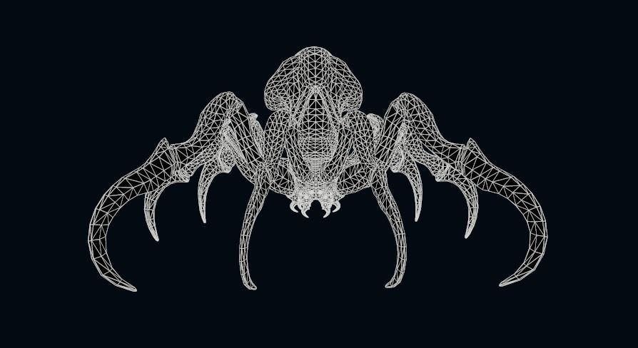 Spider 1 alien creature with long tentacles Low-poly 3D model_32