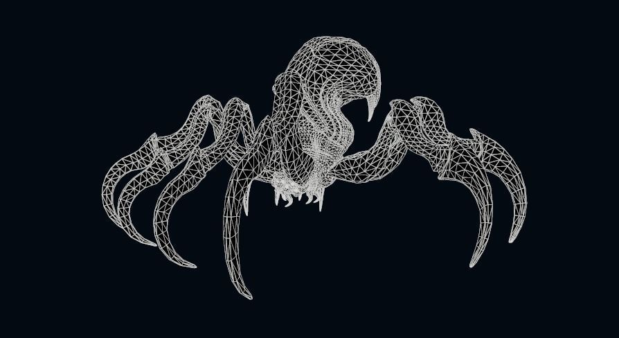 Spider 1 alien creature with long tentacles Low-poly 3D model_31