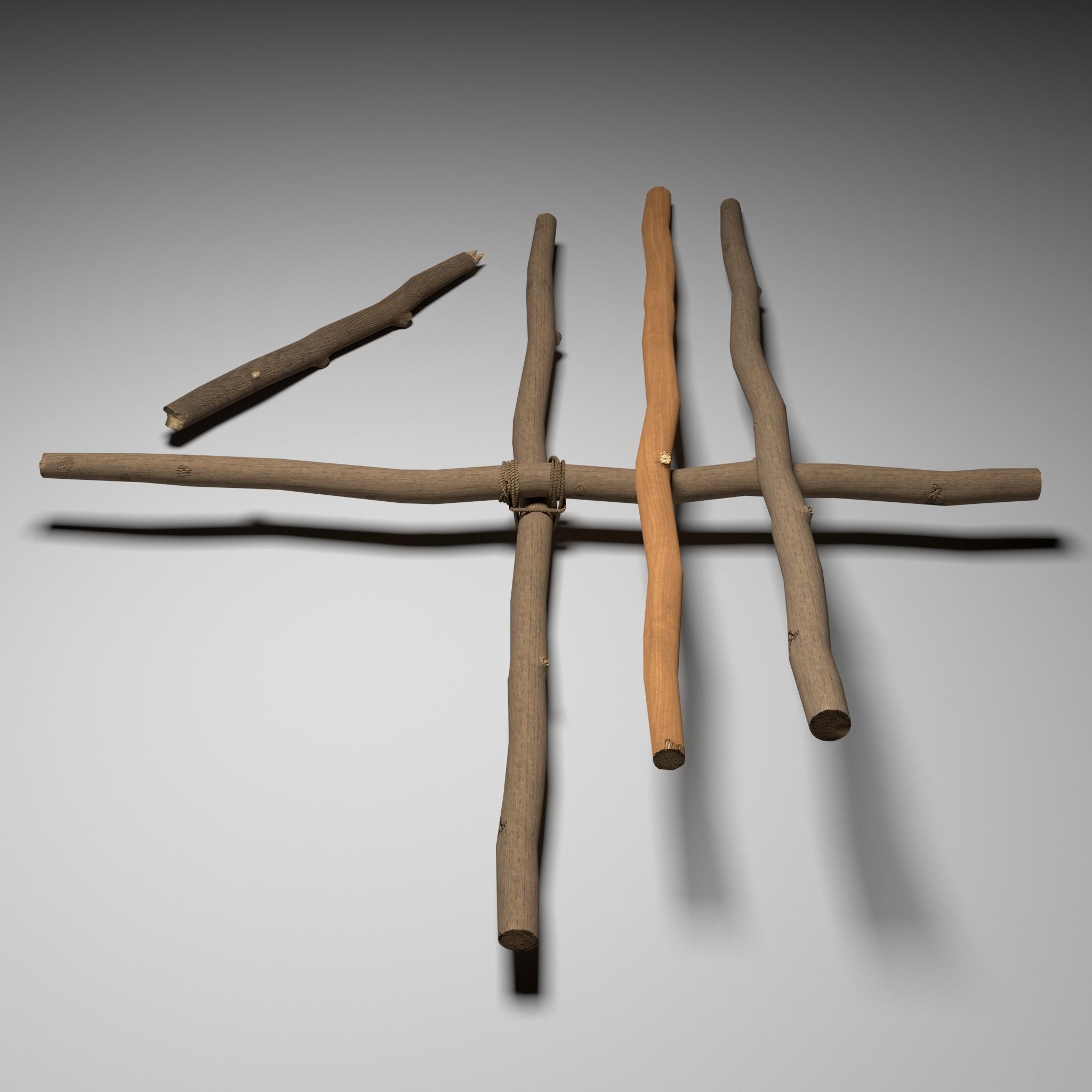 Wood stick mini pack Low-poly 3D model_5