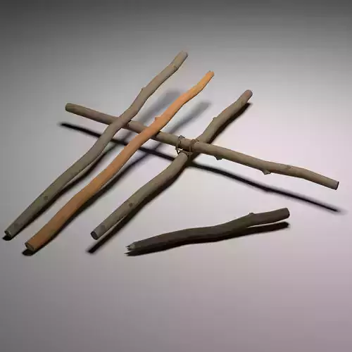 Wood stick mini pack Low-poly 3D model