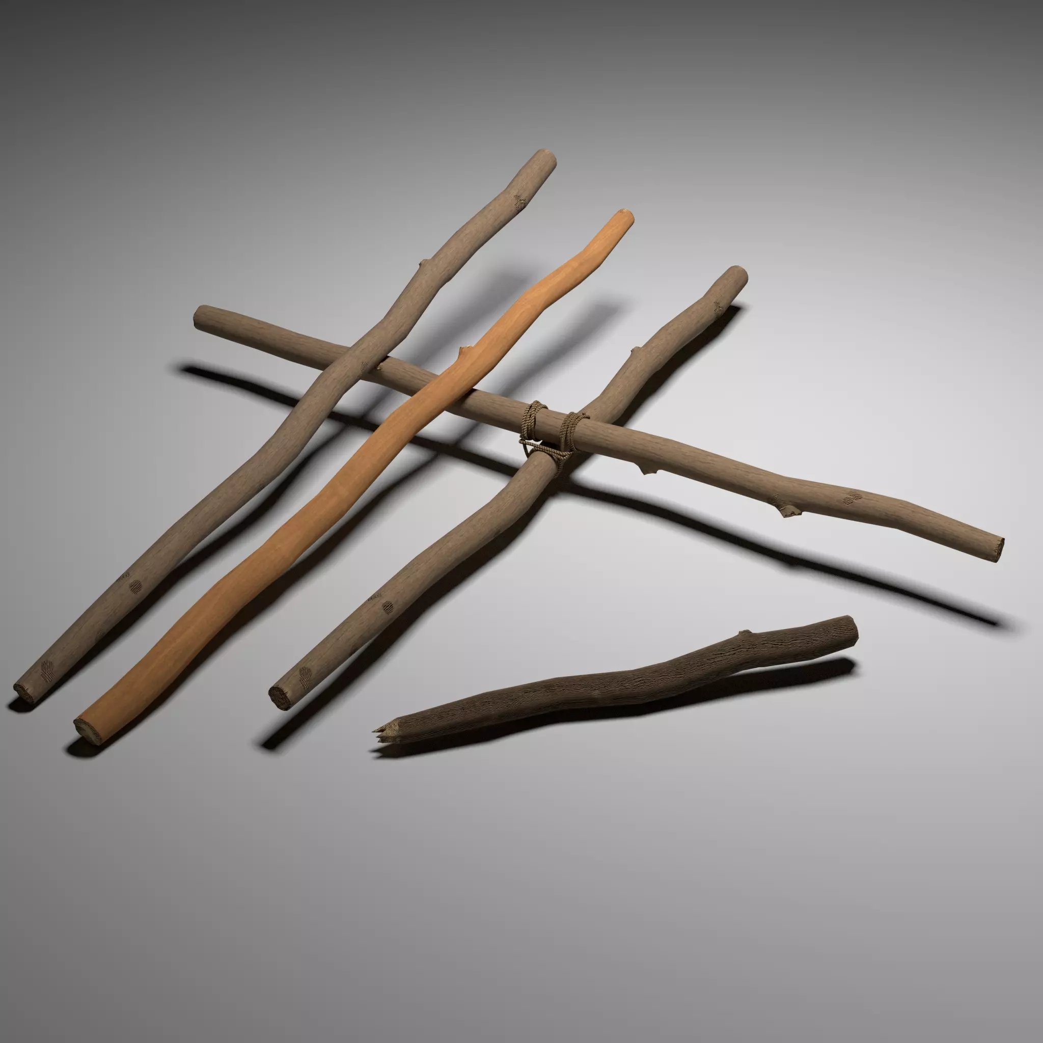 Wood stick mini pack Low-poly 3D model_0