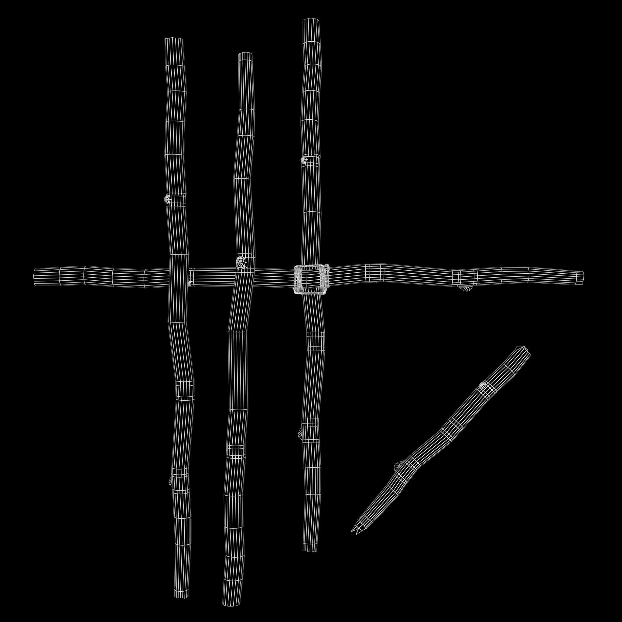 Wood stick mini pack Low-poly 3D model_7