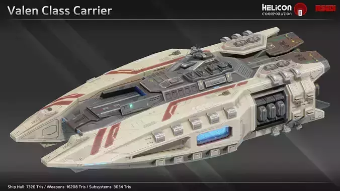 Valen Class Carrier Low-poly 3D model