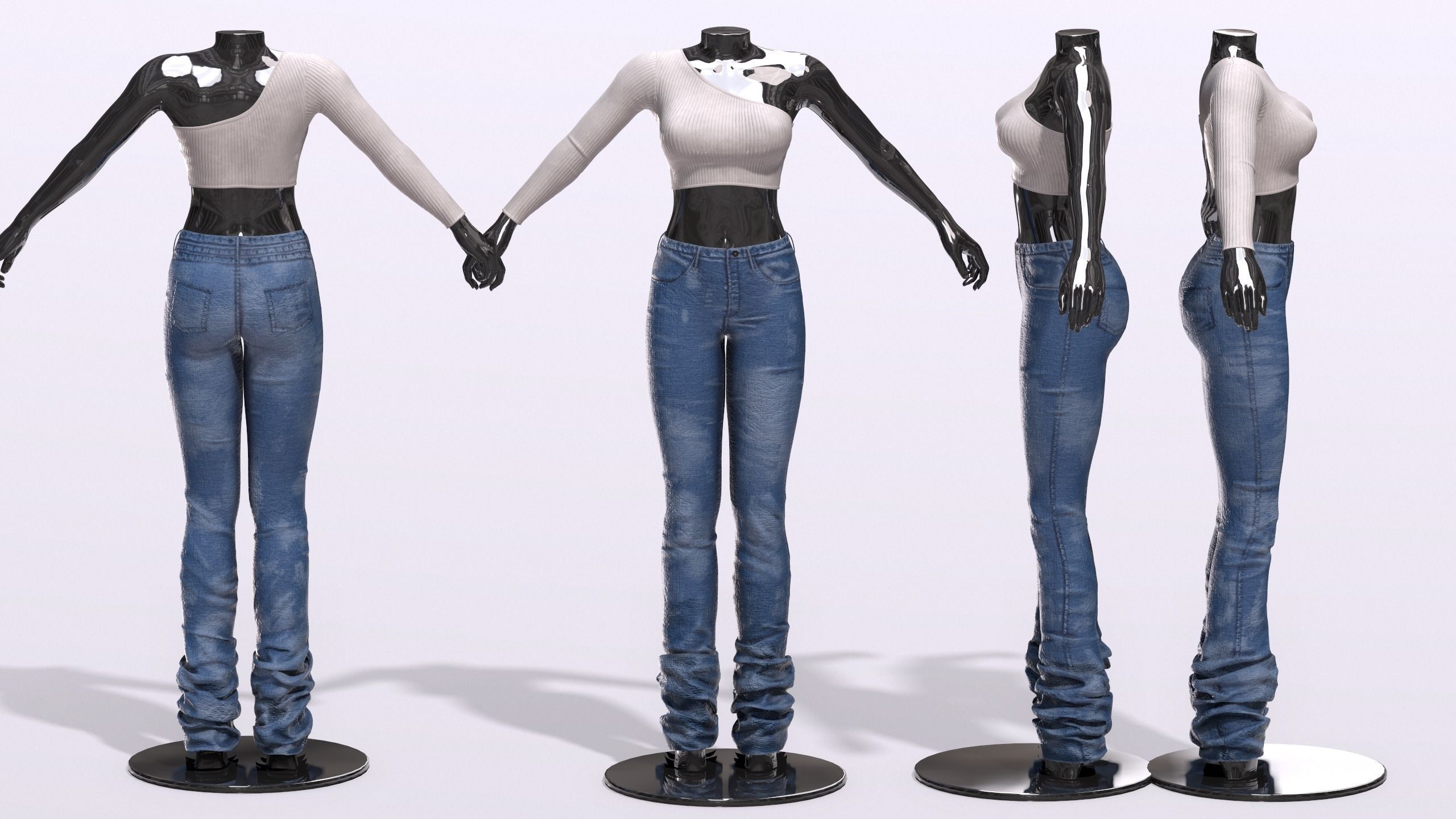 Female Clothing Low-poly 3D model_2