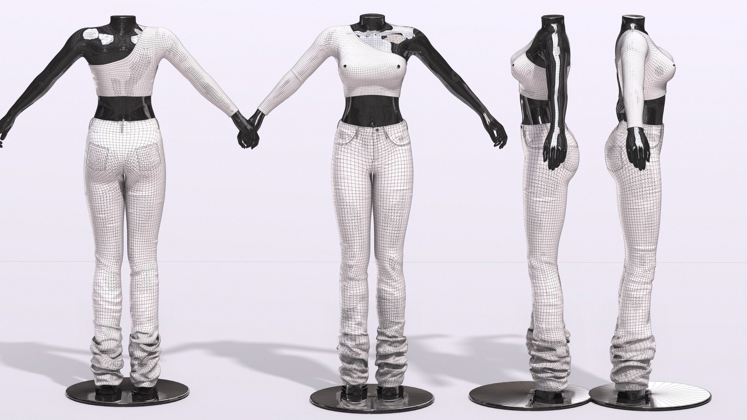 Female Clothing Low-poly 3D model_3