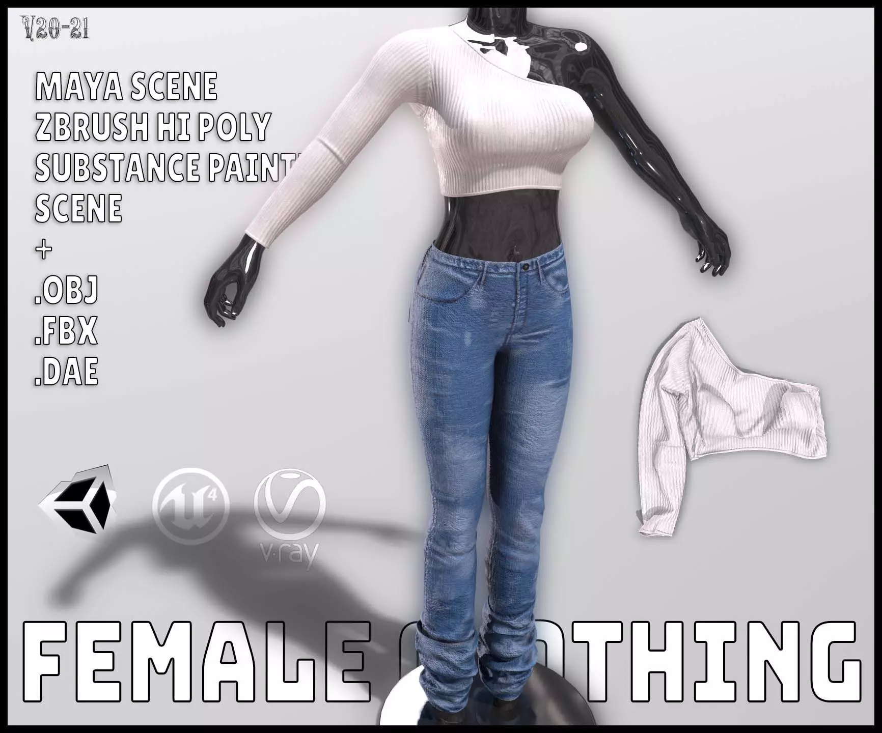 Female Clothing Low-poly 3D model_0