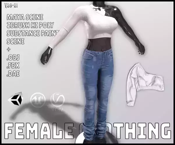 Female Clothing Low-poly 3D model