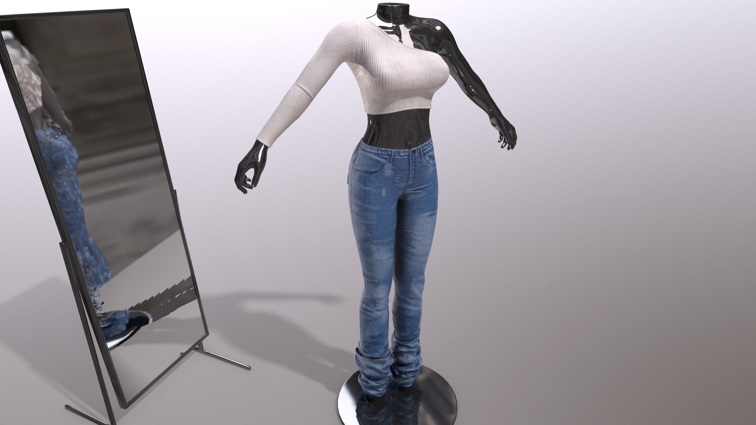 Female Clothing Low-poly 3D model_4