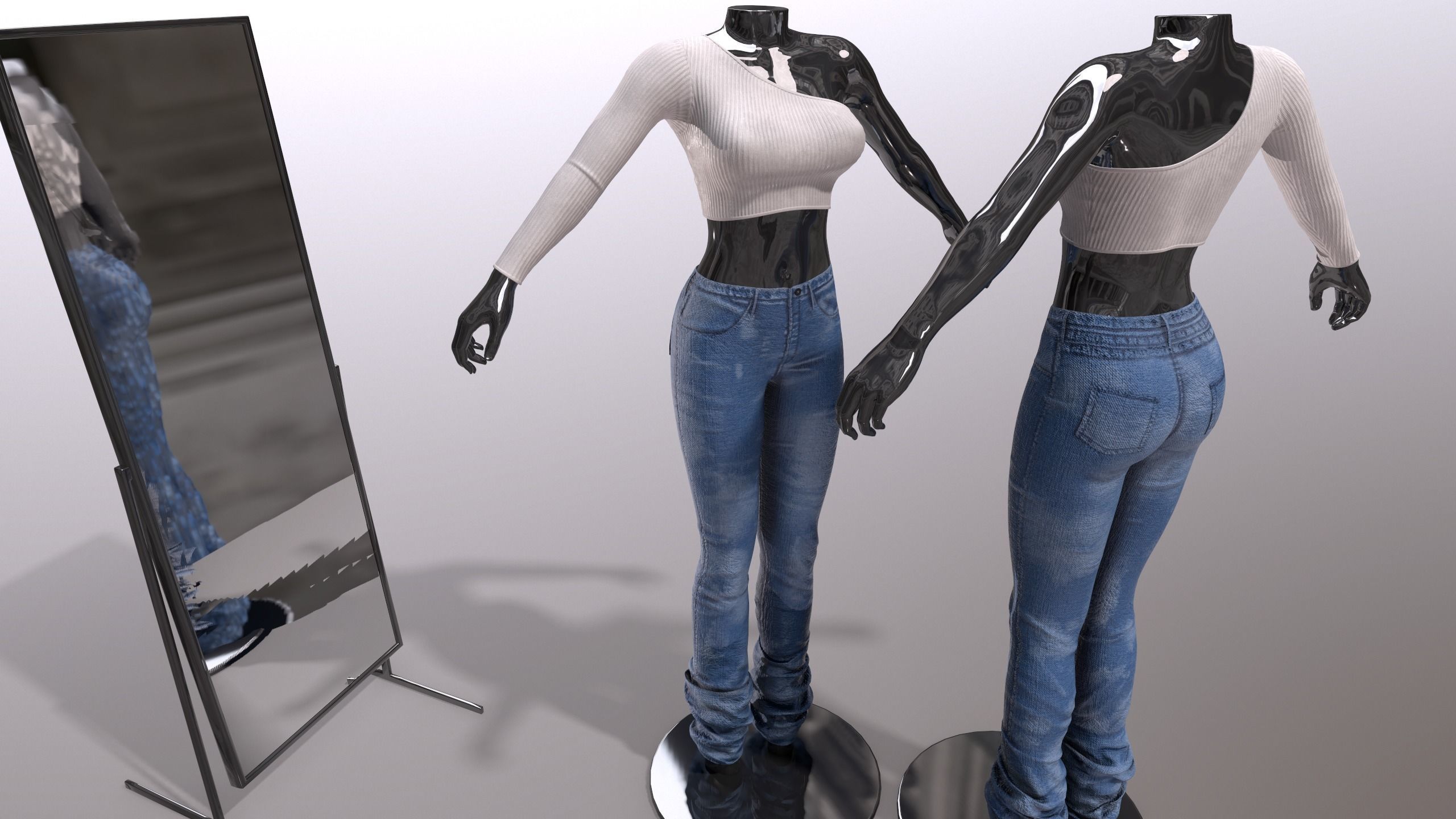 Female Clothing Low-poly 3D model_5
