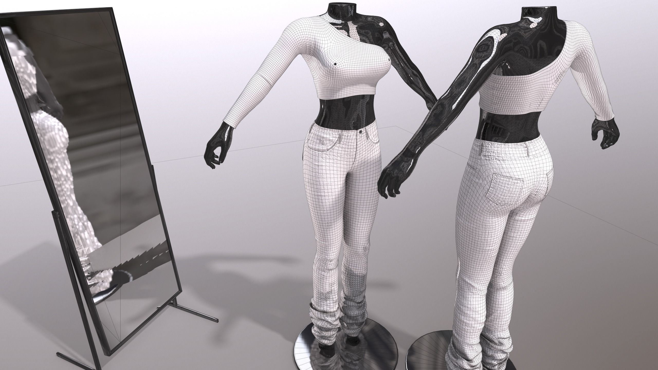 Female Clothing Low-poly 3D model_7