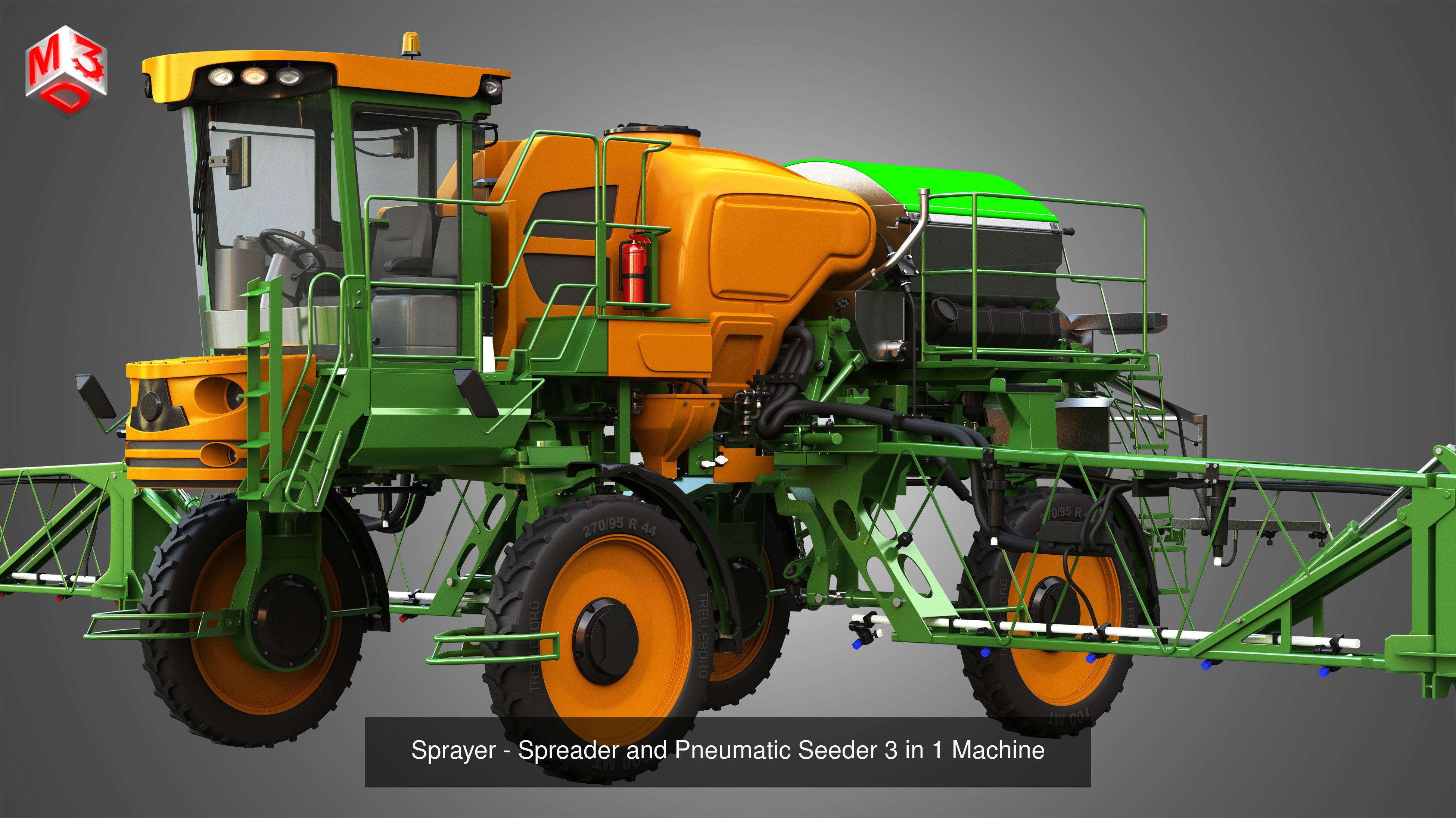 Spray Sprayer Machines - 4 Vehicles 3D Model Collection_2