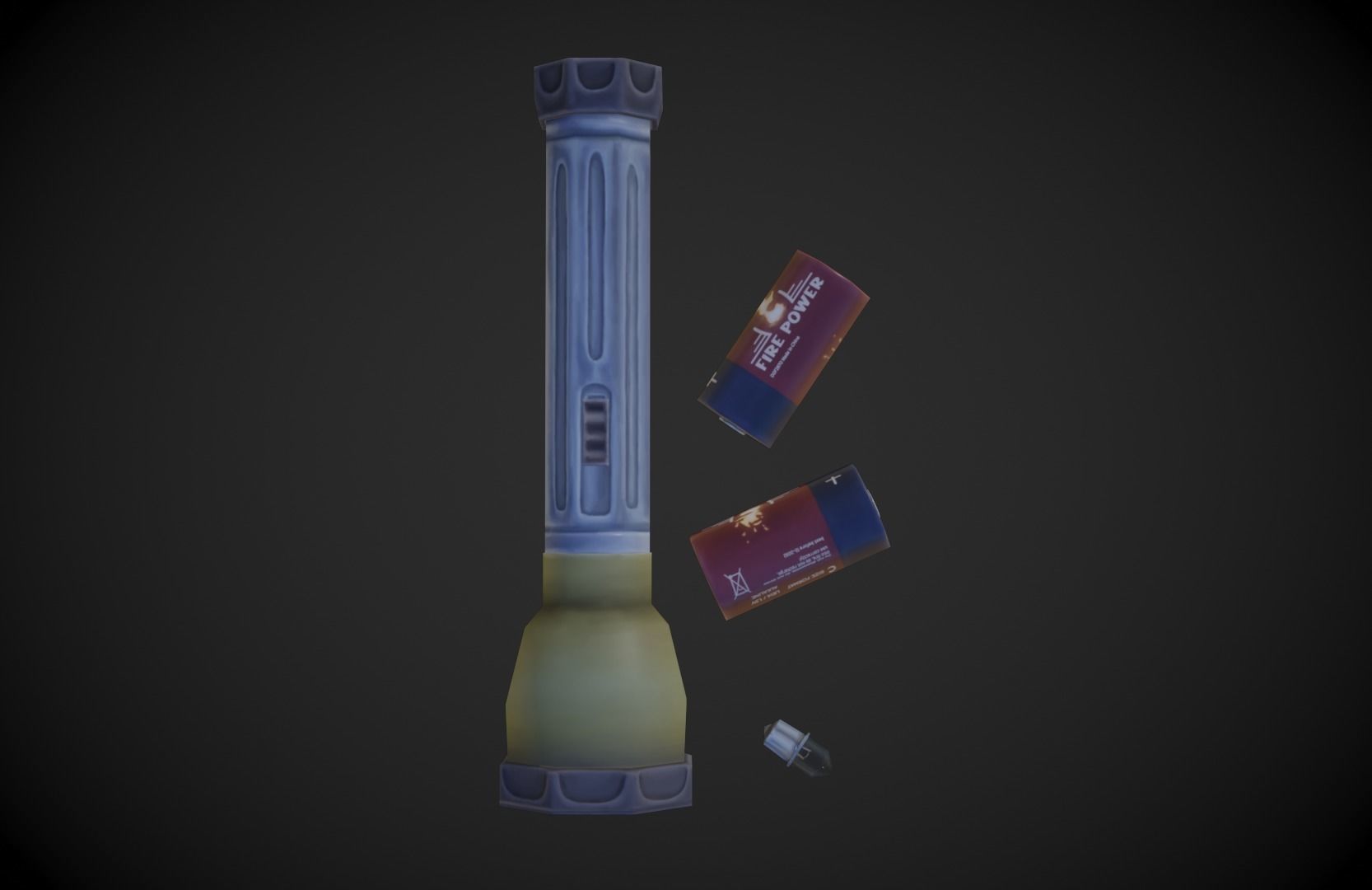 Old Flashlight - Stylized Low-poly 3D model_5