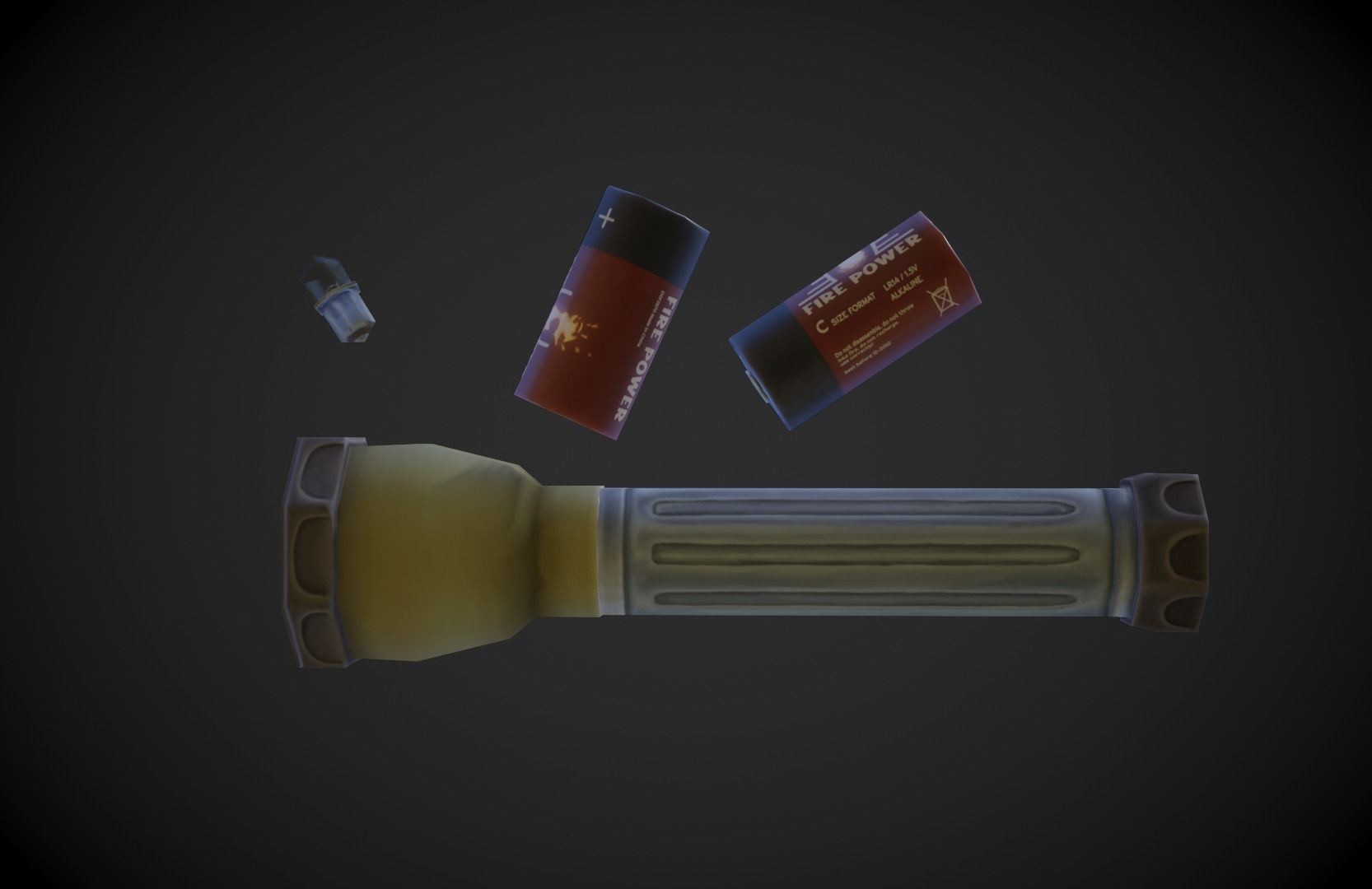 Old Flashlight - Stylized Low-poly 3D model_7