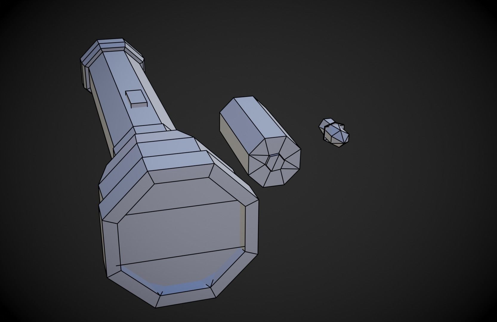 Old Flashlight - Stylized Low-poly 3D model_9