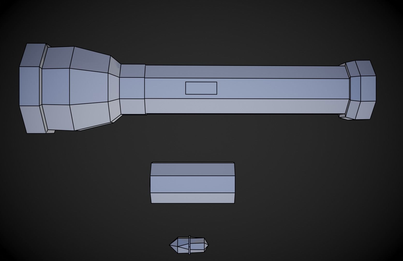 Old Flashlight - Stylized Low-poly 3D model_12