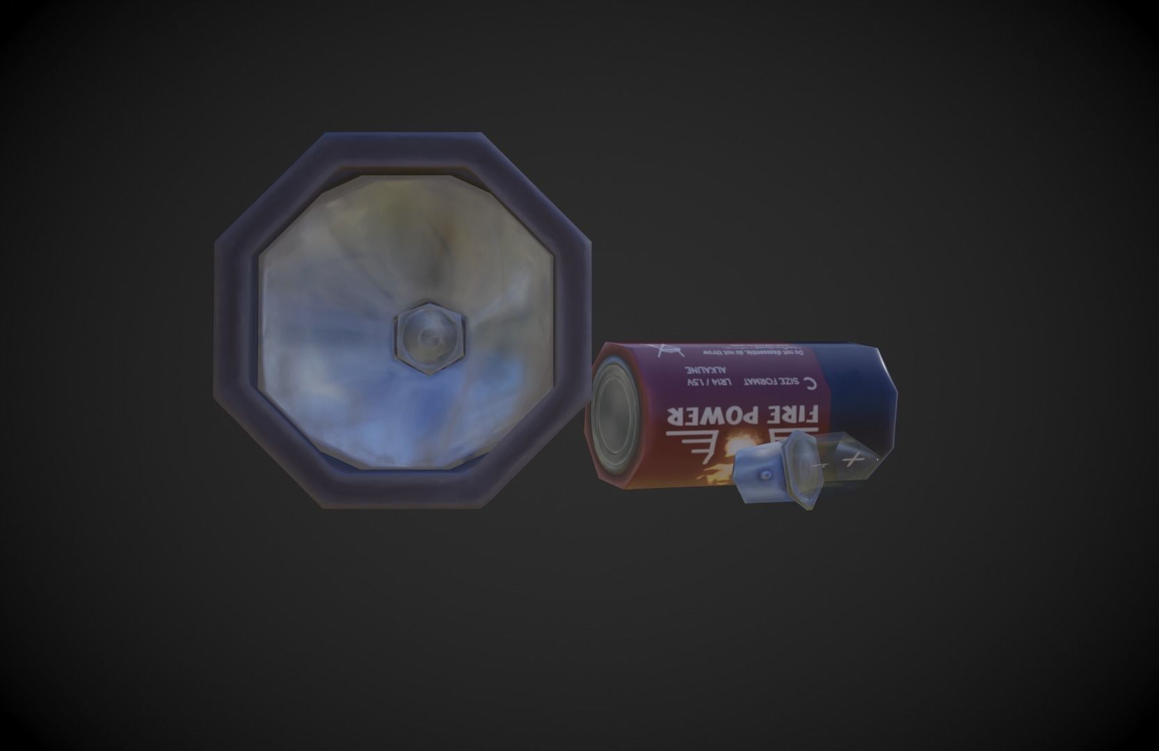 Old Flashlight - Stylized Low-poly 3D model_1