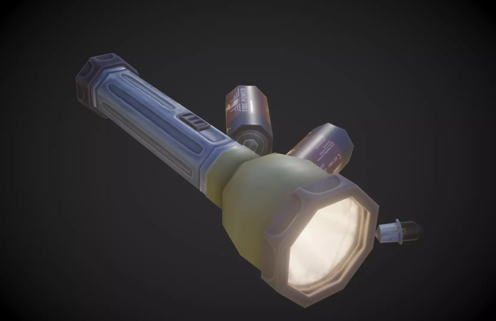 Old Flashlight - Stylized Low-poly 3D model_0