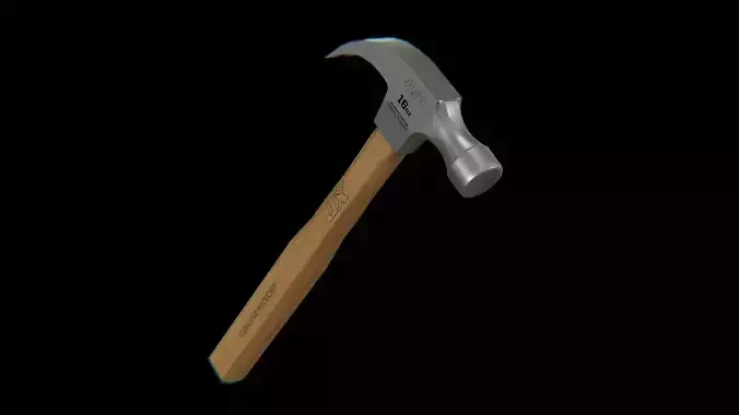 Claw Hammer OX hickory iron brushed Low-poly 3D model
