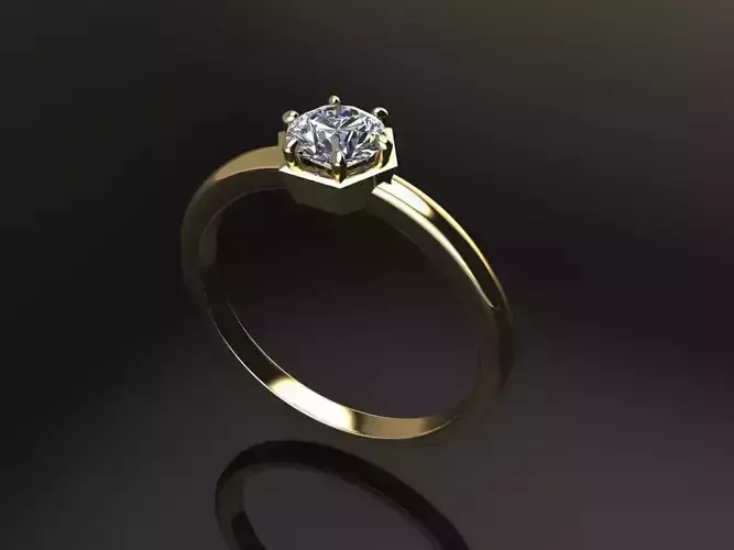 Hexagon Halo Basket Style Dainty Engagement Ring