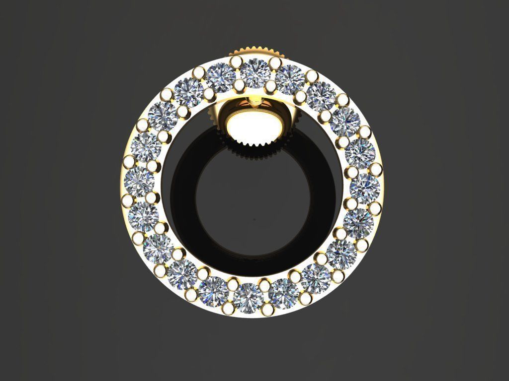 Round Halo Diamond Stud Earring Large Size 3D print model_4