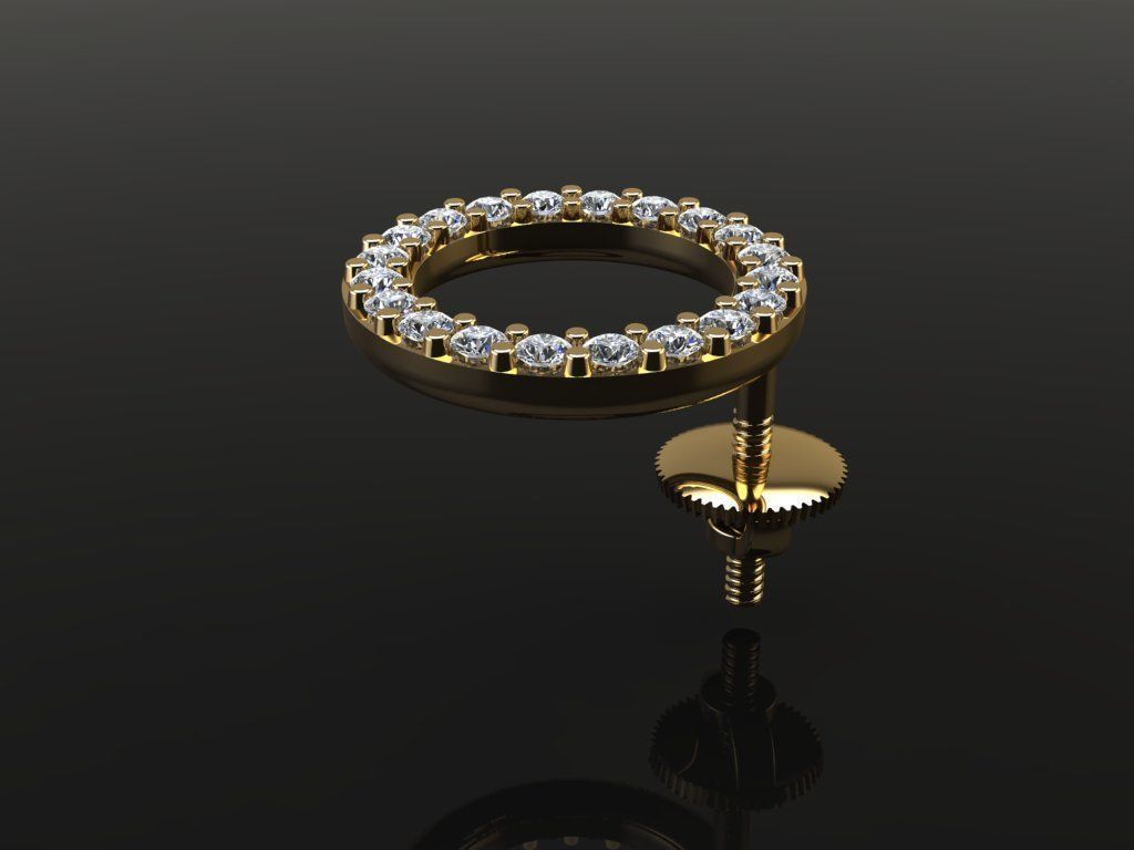 Round Halo Diamond Stud Earring Large Size 3D print model_2