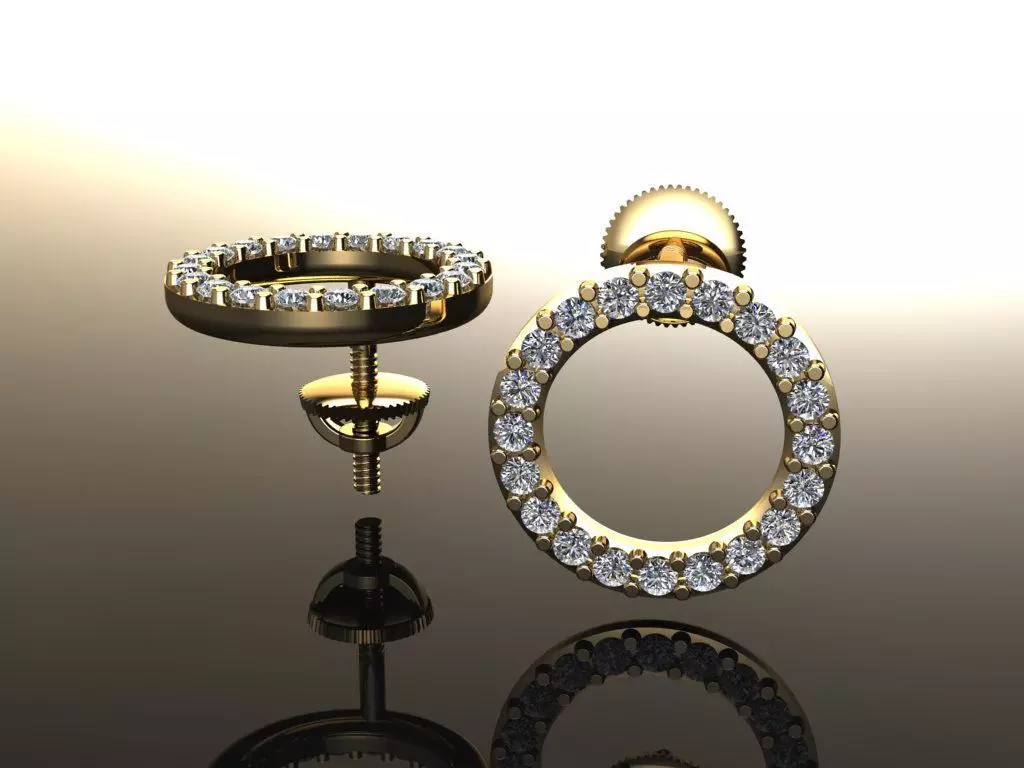 Round Halo Diamond Stud Earring Large Size 3D print model_0