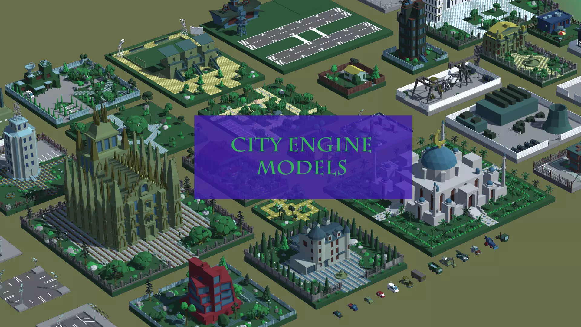 City Engine Low-poly 3D model