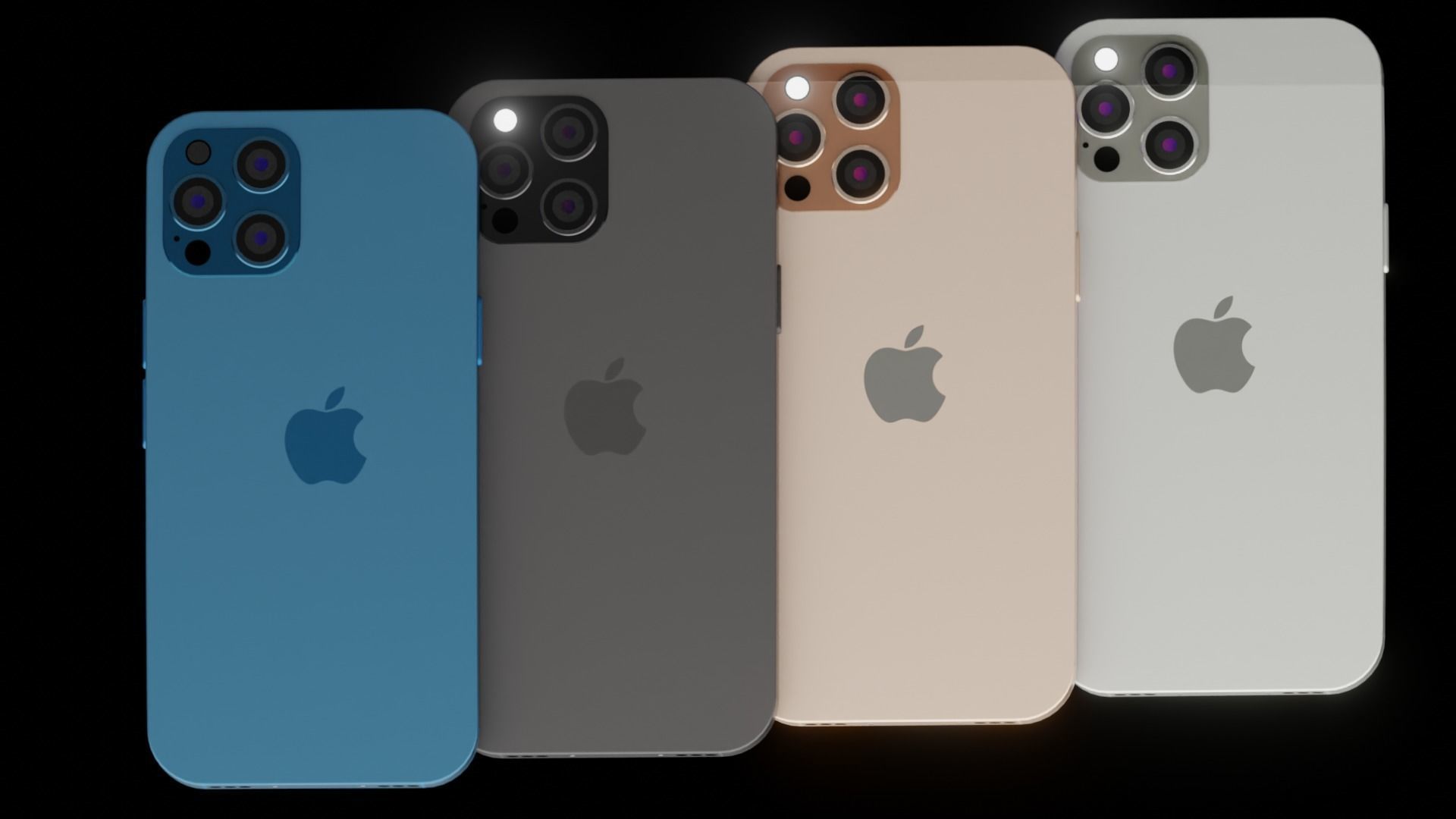 Iphone 12 Pro All official Colors 3D model_1