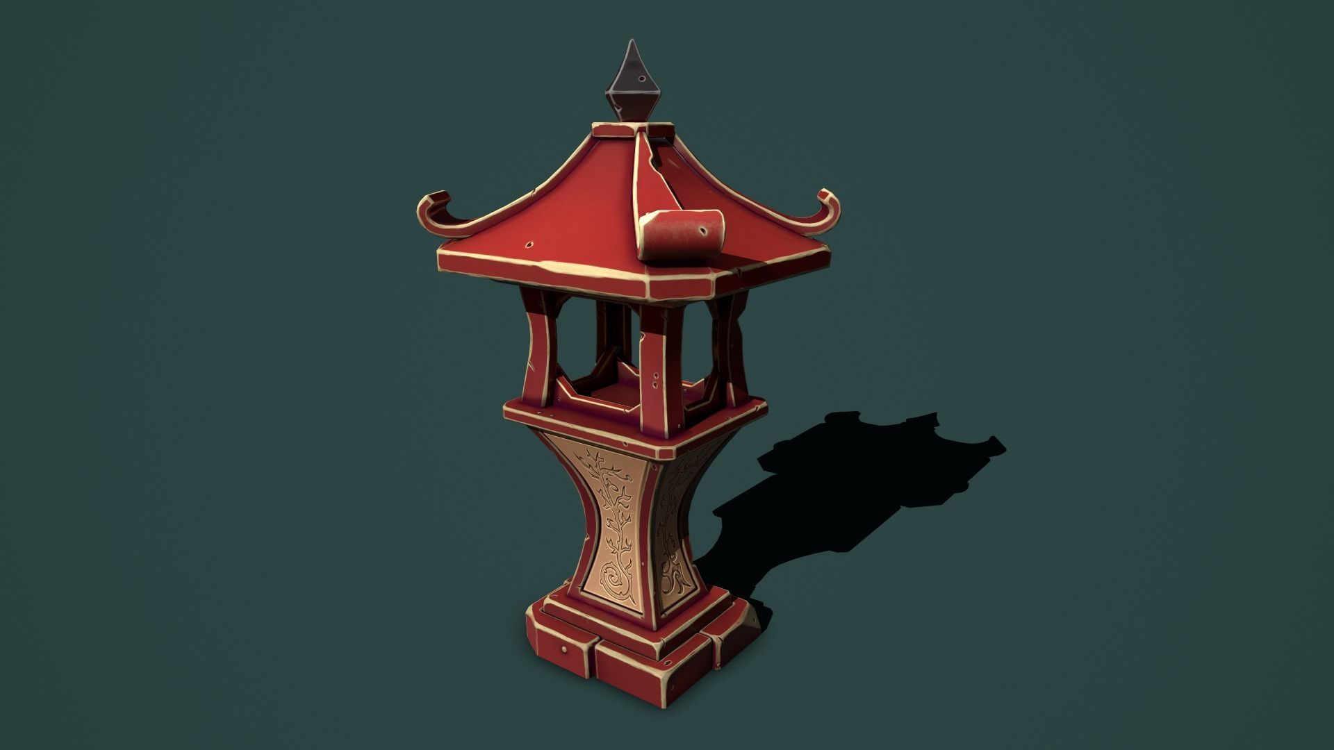 Fantasy stone sanctuary Low-poly 3D model_5
