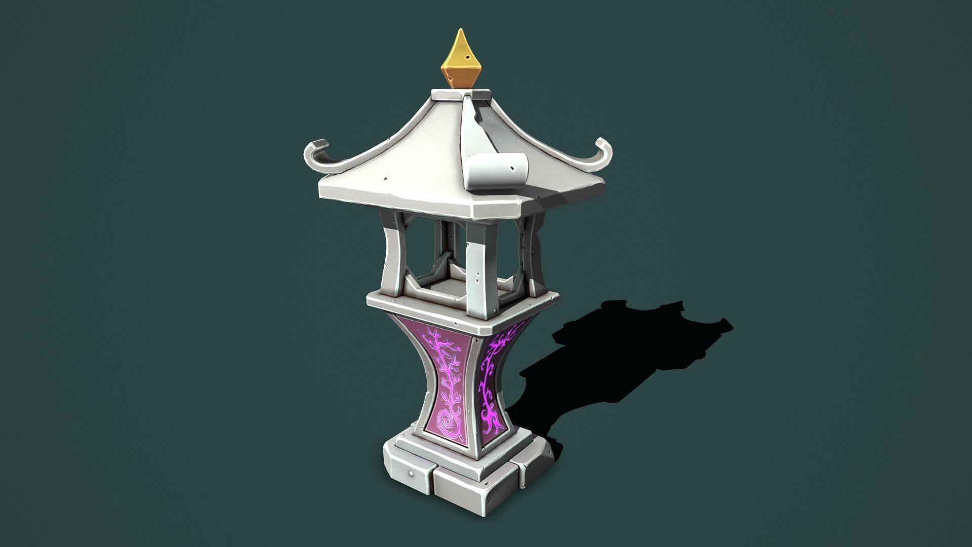 Fantasy stone sanctuary Low-poly 3D model_8