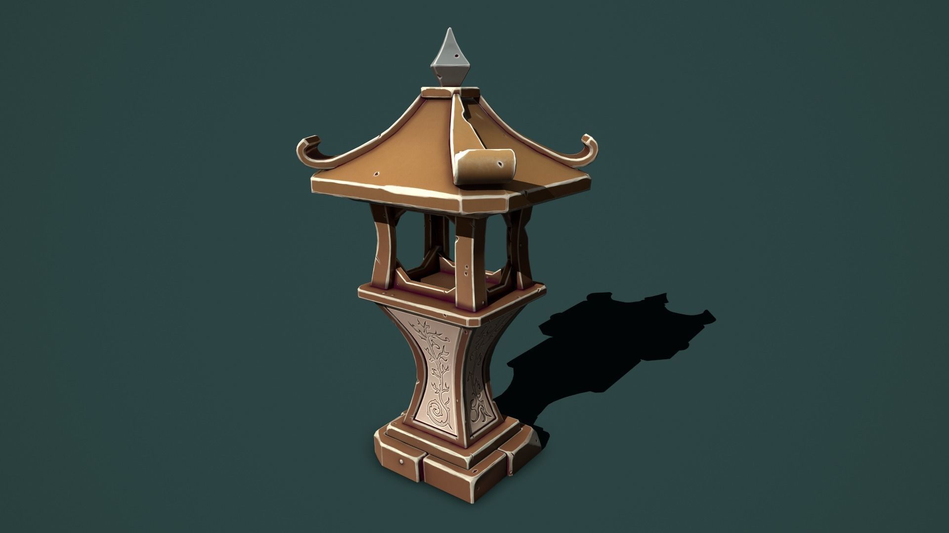 Fantasy stone sanctuary Low-poly 3D model_3