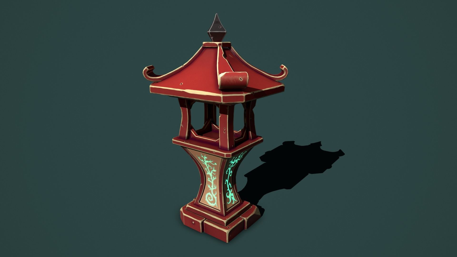 Fantasy stone sanctuary Low-poly 3D model_6