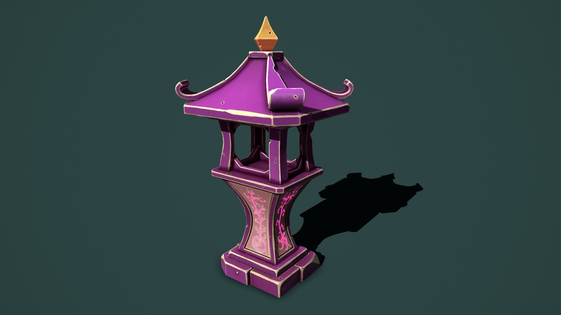 Fantasy stone sanctuary Low-poly 3D model_12