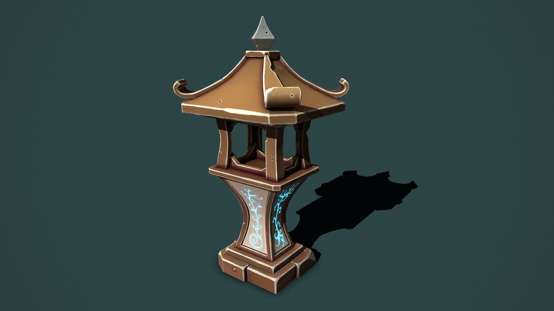 Fantasy stone sanctuary Low-poly 3D model_4