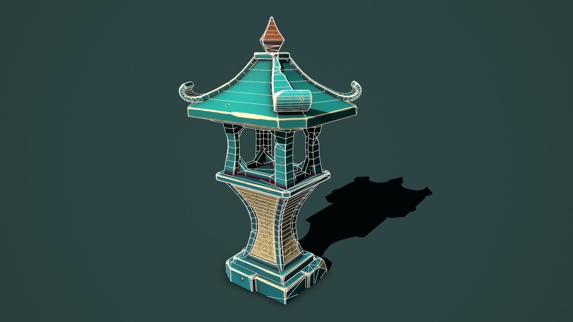 Fantasy stone sanctuary Low-poly 3D model_2