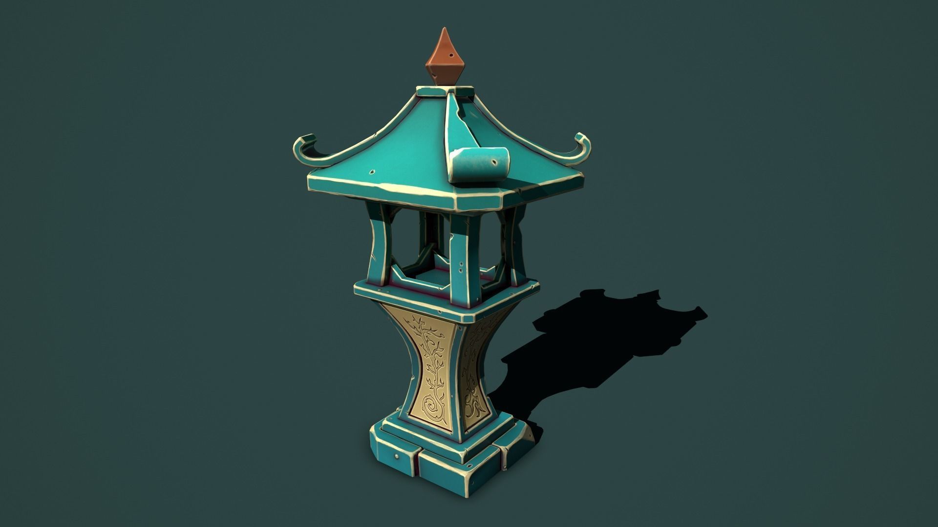 Fantasy stone sanctuary Low-poly 3D model_1