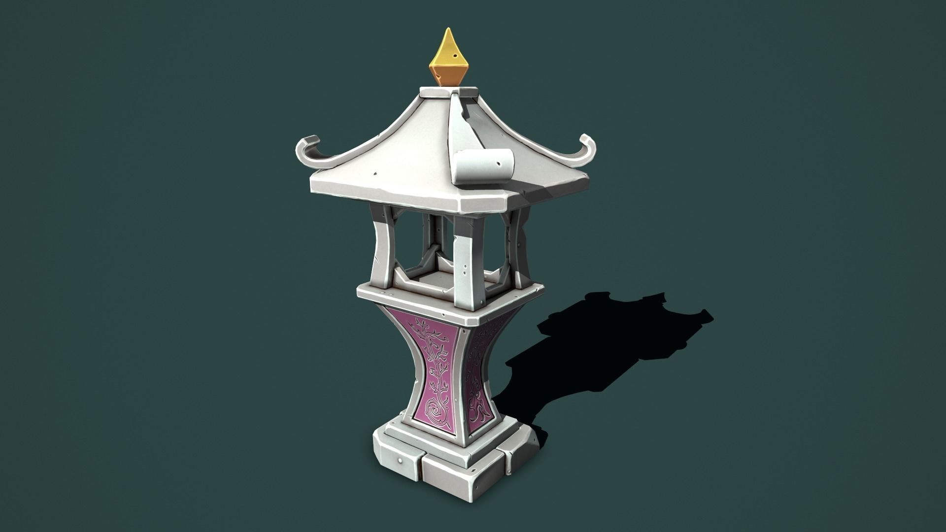 Fantasy stone sanctuary Low-poly 3D model_7