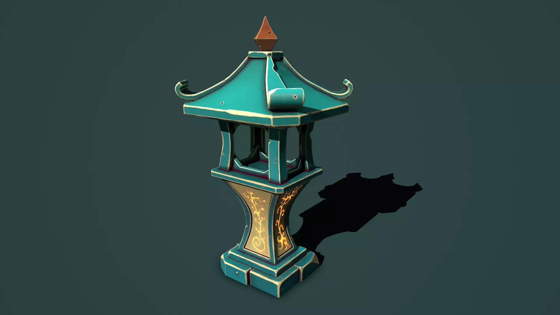 Fantasy stone sanctuary Low-poly 3D model_0