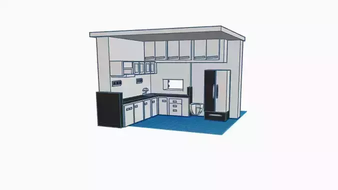 Modern kitchen furniture 3D print model Modern kitchen furniture 3D print model