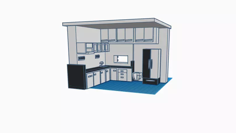 Modern kitchen furniture 3D print model_0