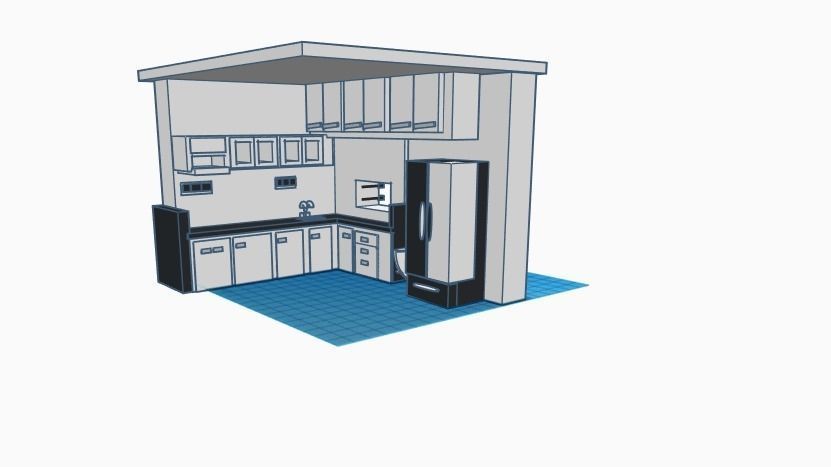 Modern kitchen furniture 3D print model_2