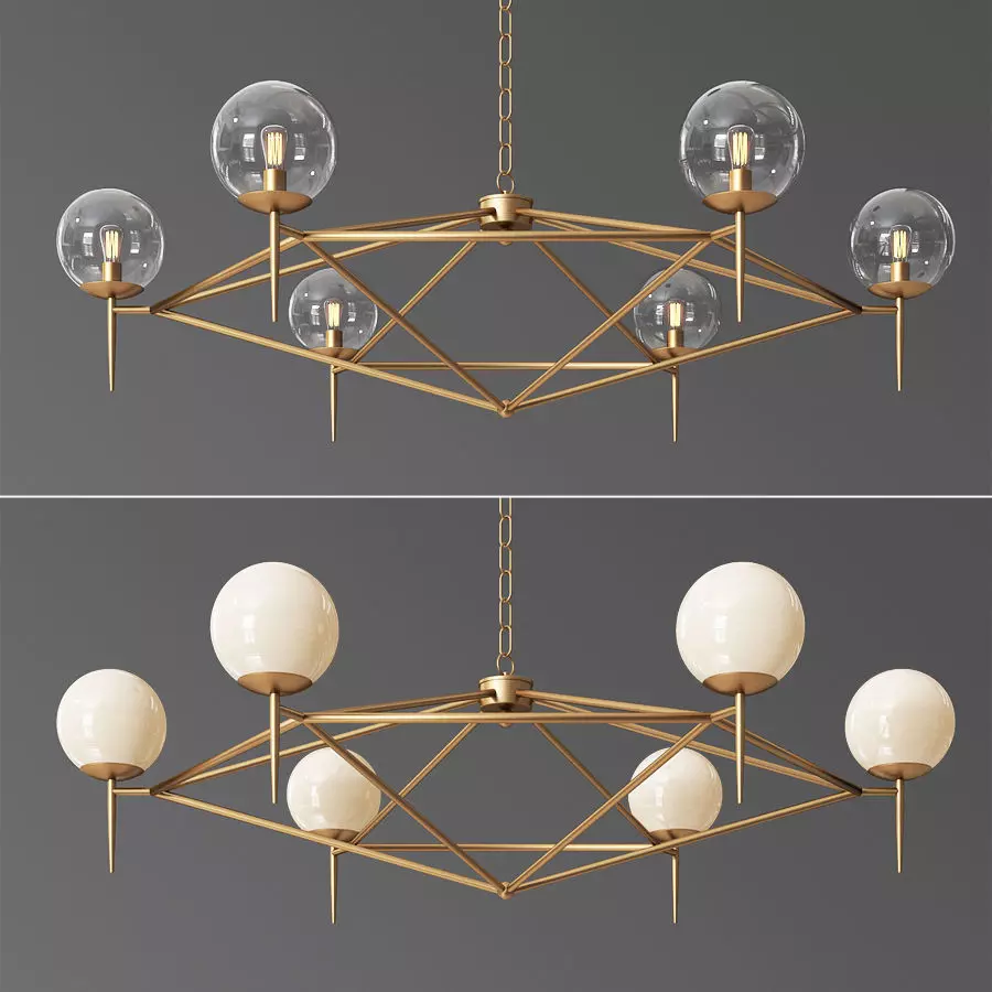 Rowan G Milky and Glass Pendat Chandelier 3D model_0