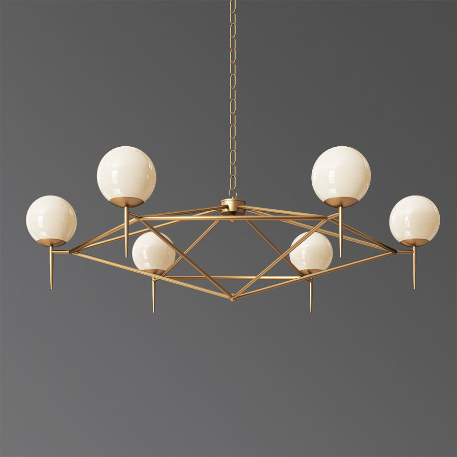 Rowan G Milky and Glass Pendat Chandelier 3D model_1