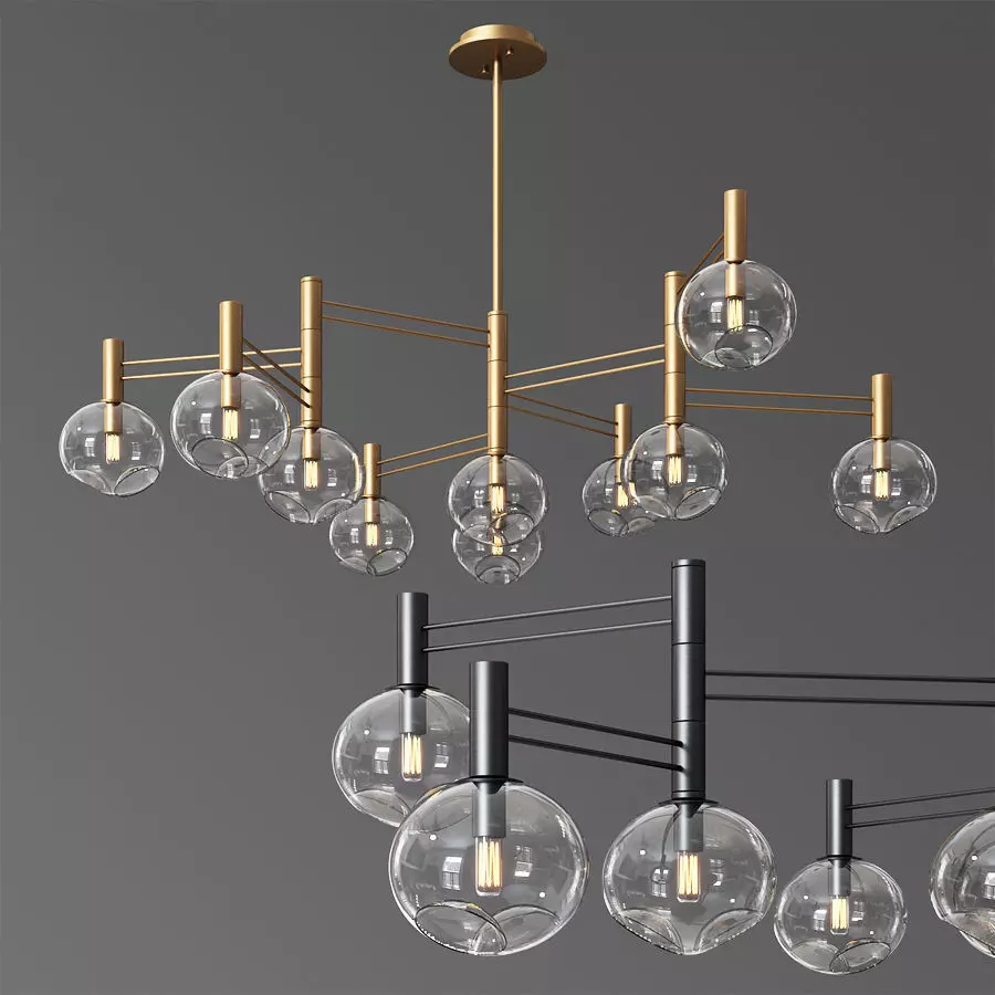 Temper Glass Chandelier Minimalist Style Lampatron 3D model_0