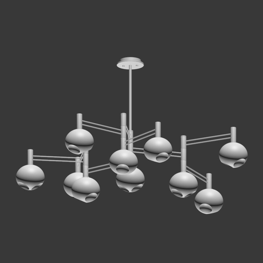 Temper Glass Chandelier Minimalist Style Lampatron 3D model_1