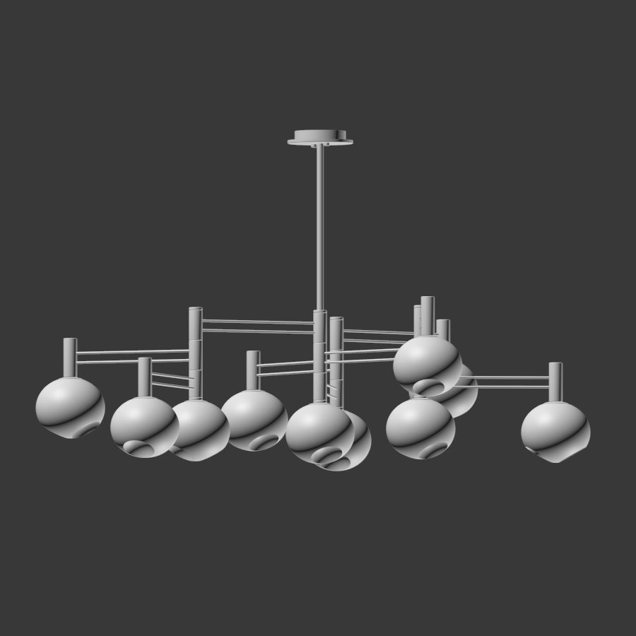 Temper Glass Chandelier Minimalist Style Lampatron 3D model_2